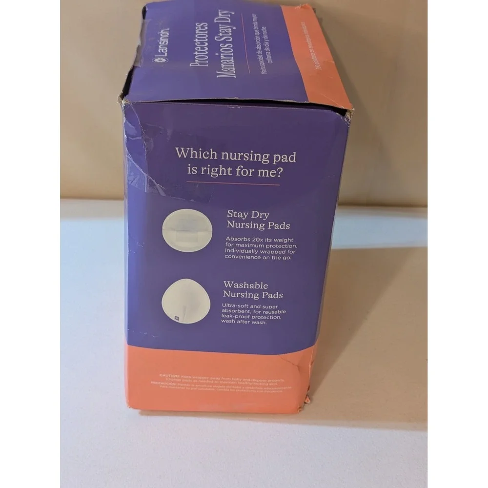 LANSINOH Stay Dry Nursing Pads 200 Ct Individually Wrapped – Distressed‎ Box